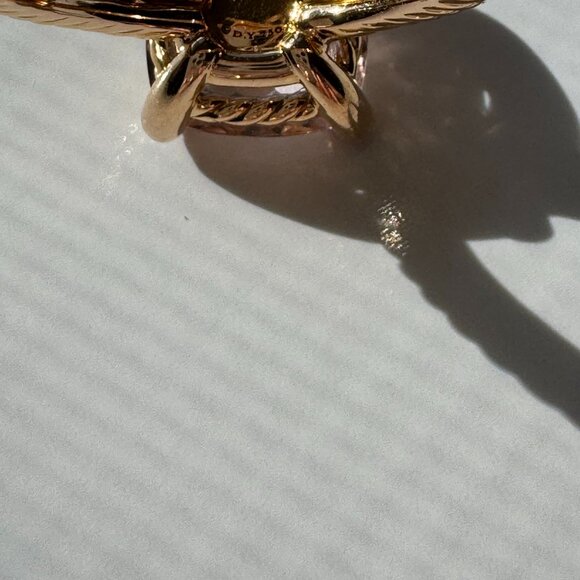 David Yurman Chatelaine 11mm Morganite Rose Gold Ring w/ 8 Small Diamonds - Picture 2 of 10